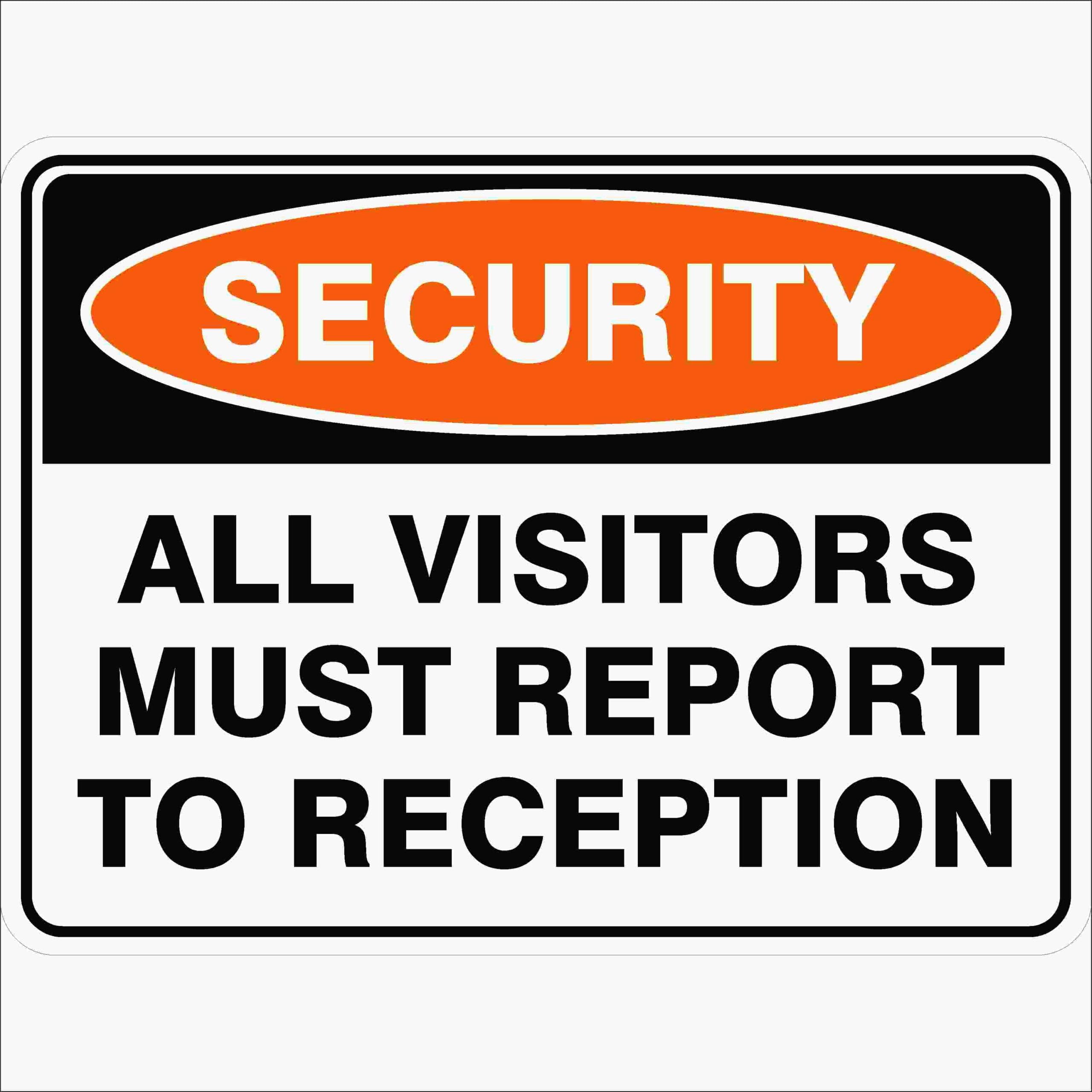 All Visitors Must Report To Reception Security Signs Metal Tin Sign 8 x 12 inch for Industrial & Commercial