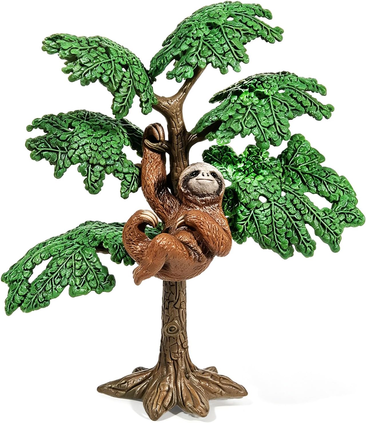 Rileryan Realistic Sloth Figurine Plastic Sloth Wild Animal Figurine and Tree Figurine for Collection Desktop Decoration Cake Topper