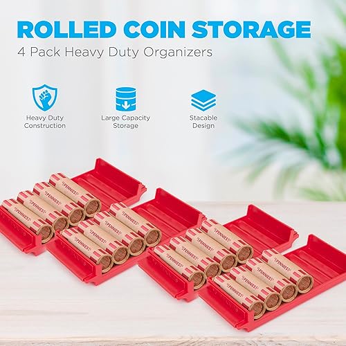 Miniatura 2 de Organizador de almacenamiento de monedas enrolladas, juego de bandejas de almacenamiento de monedas  Apilable para un almacenamiento óptimo