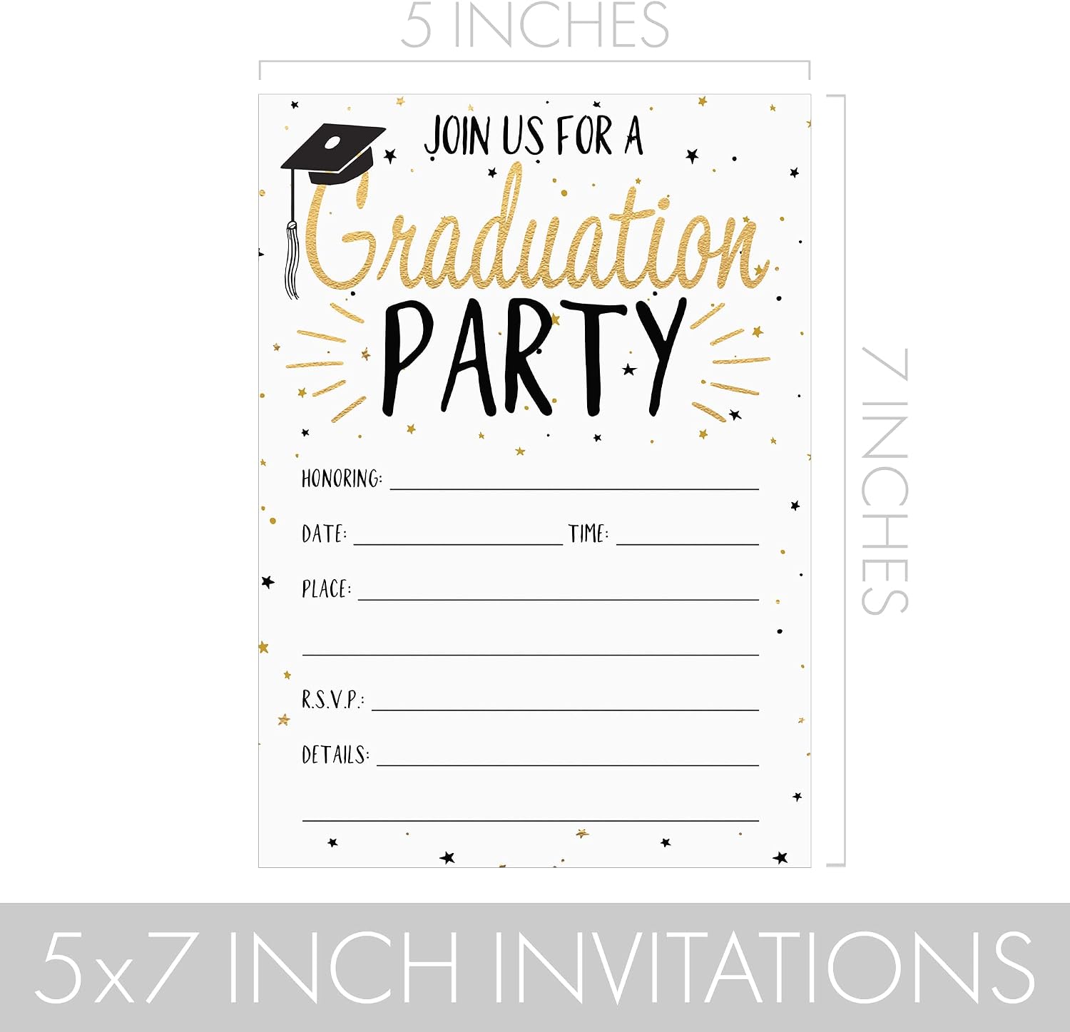 DISTINCTIVS Graduation Party Invitations - 25 Cards with Envelopes