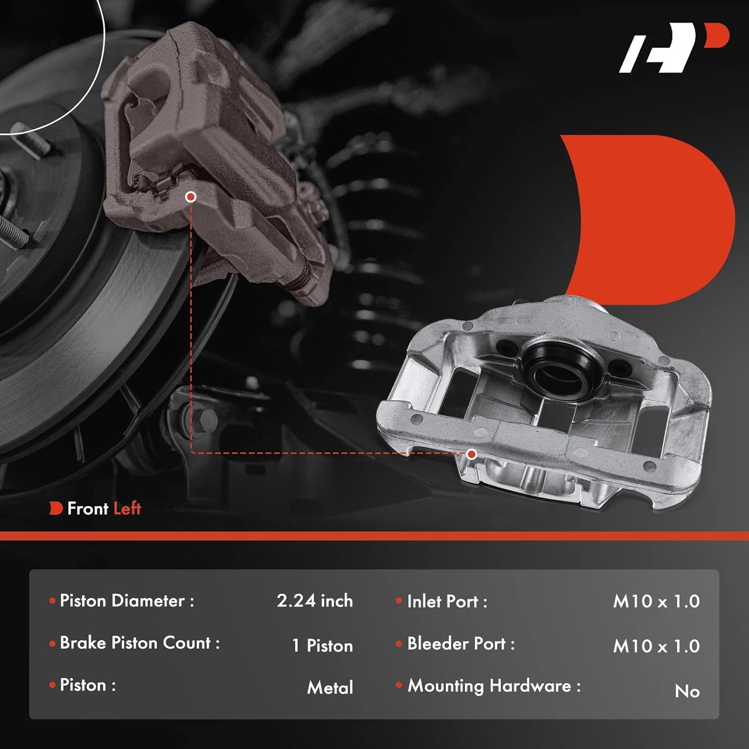 A-Premium Disc Brake Caliper Assembly Without Bracket Compatible with Select BMW Models - E90 335d/335i/335xi, E93 335i/335is, E92 335i/335i xDrive/335is/335xi, E84 X1, E89 Z4, 3.0L - Front Driver