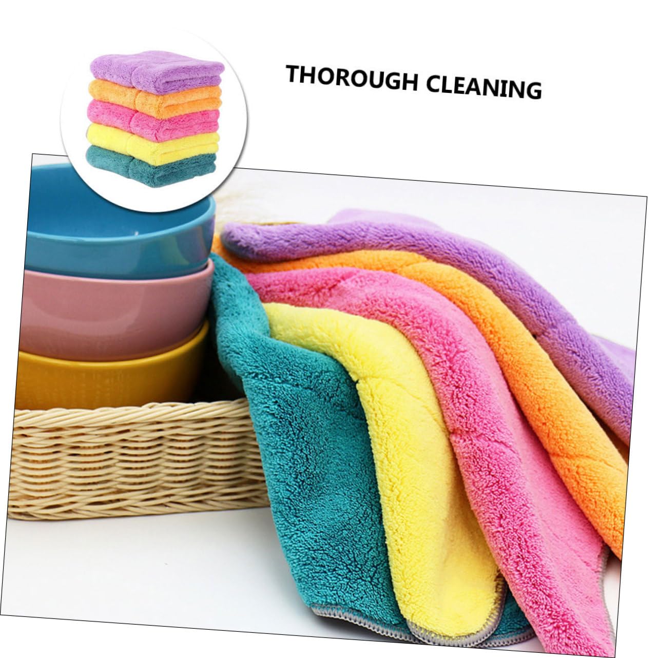 SHERCHPRY 2 Series Paquete De Paños De Cocina De Microfibra Doble Cara Absorbentes Y No Grasos Toallas De Limpieza para Platos Y Utensilios Colores para Cocinas Y Cristalería 5 Piezas X 2