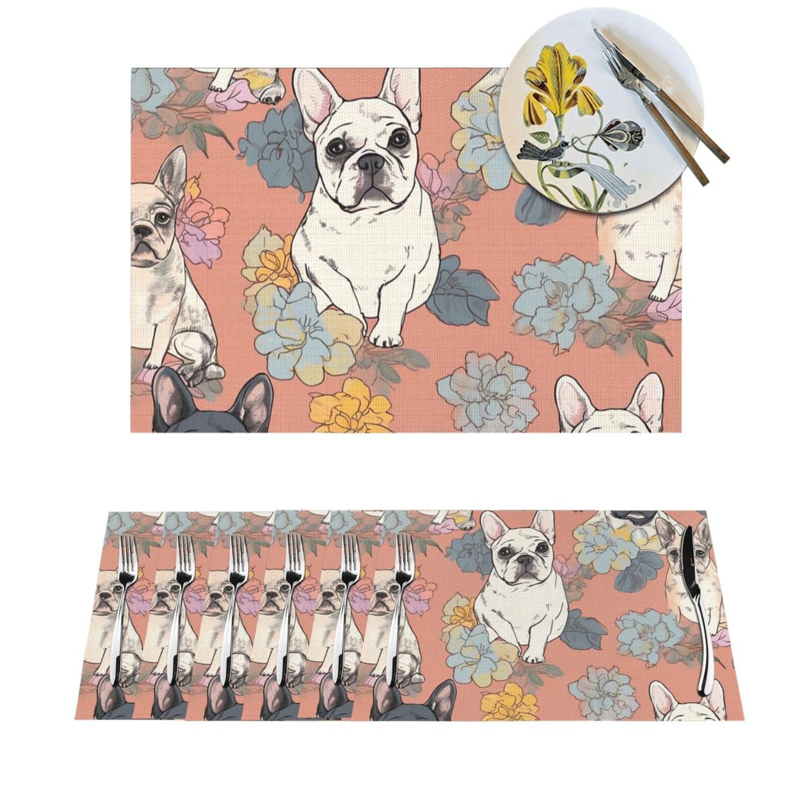 Set de table bouledogue français thermorésistant et antidérapant PVC