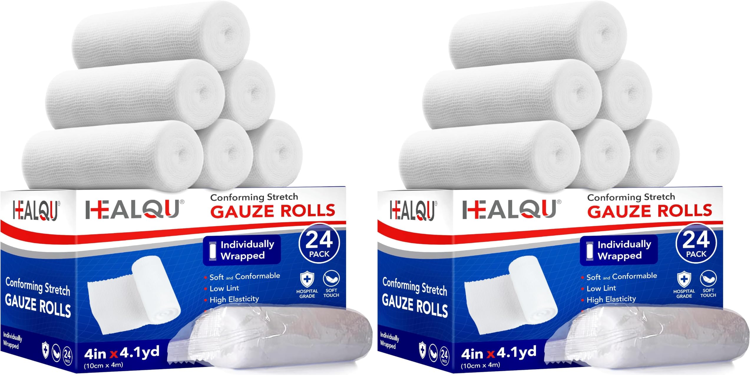 HEALQU Premium Gauze Rolls - 6' x 4.1 Yards - 12 Rolls, Individually Wrapped Conforming Stretch Gauze Bandage - Super Soft Woven Stretch Bandages for Primary Wound Dressing Support — Amazon image 10