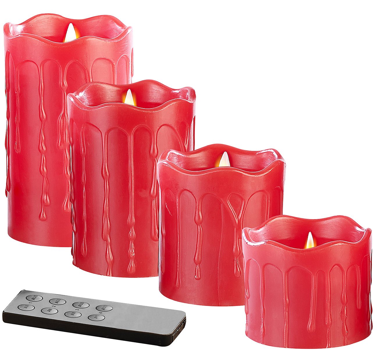 Tannenkranz LED-Kerze: Adventskranz mit roten LED-Kerzen, rot geschmückt (Adventskränze ohne Echte Kerzen, Tischdekorationen, Winter)