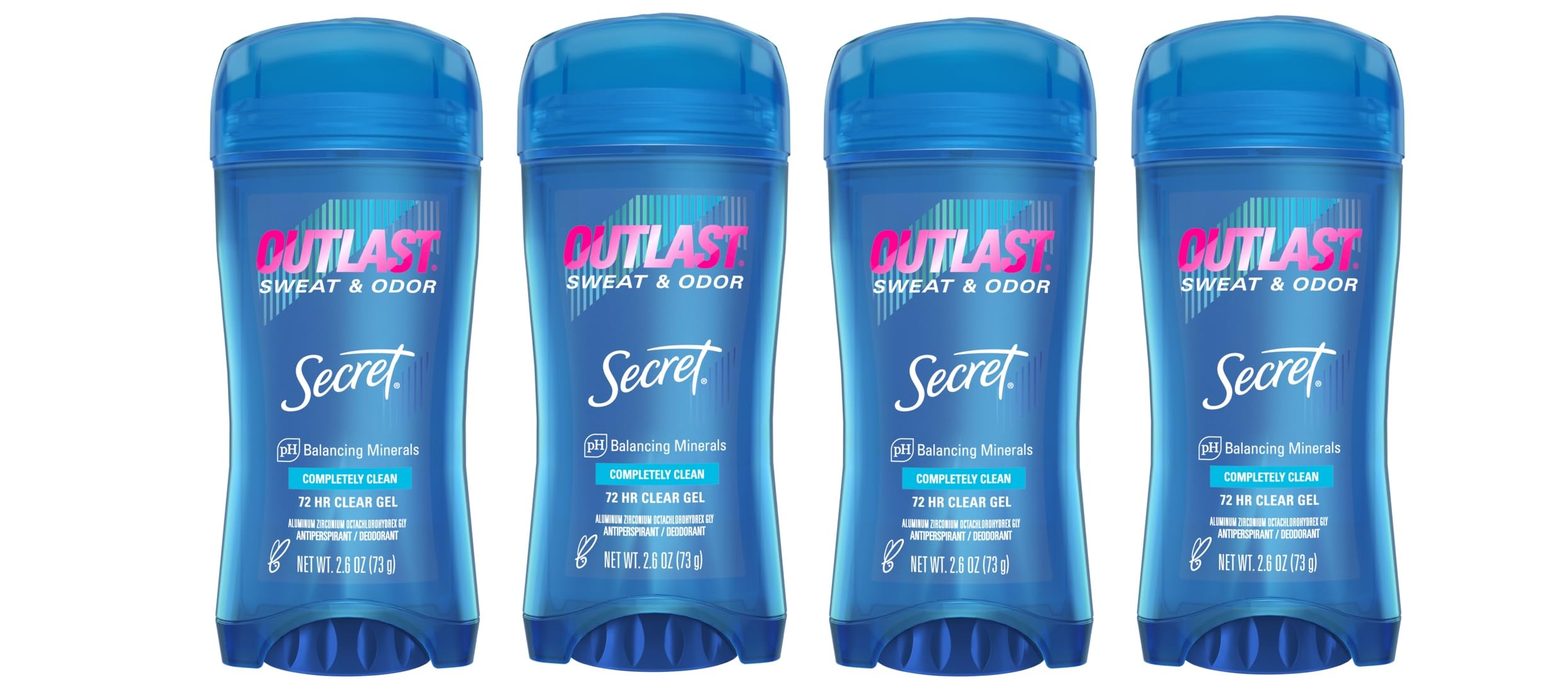 Outlast Clear Gel Antiperspirant Deodorant for Women, Completely Clean, 2.6 oz (Pack of 4)