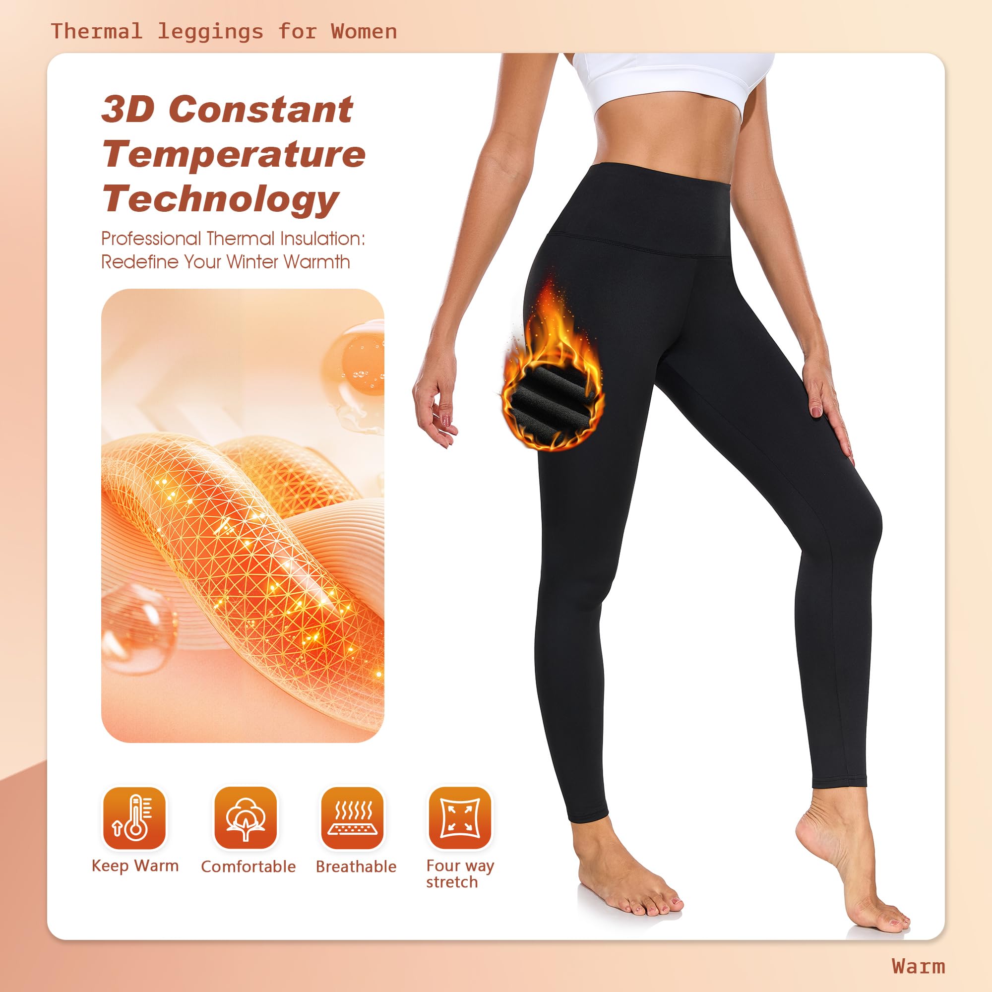 BENNIES Leggings Termici Donna Palestra Pantaloni Sportivi Pantacollant Inverno Leggins Contenitivi Modellanti Push up Abbigliamento Yoga Running Nero