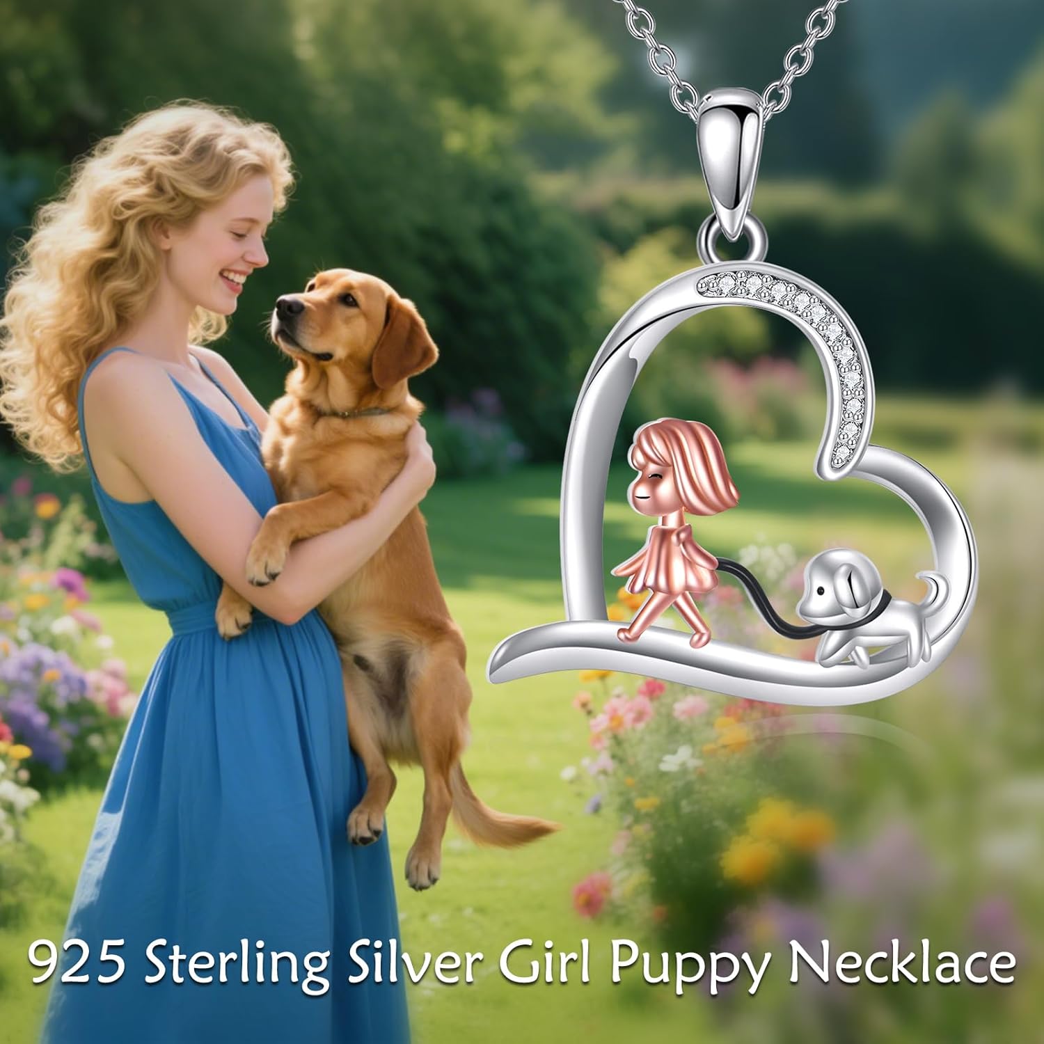CRMAD Dog Necklace S925 Sterling Silver Cute Hugging Puppy Pendant, Gift for Pet Lovers, Dainty Animal Jewelry for Women - Image 4