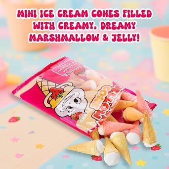 Josh Bosh Marsh Jellow Cone Candy, Green Apple 24-Pack Jelly Filled Marshmallow Cones, 3.53 Oz Ea