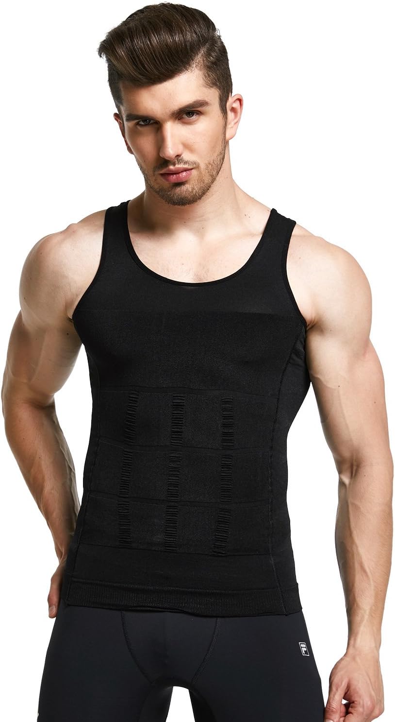Mens Slimming Body Shaper Vest Shirt Abs Abdomen Slim