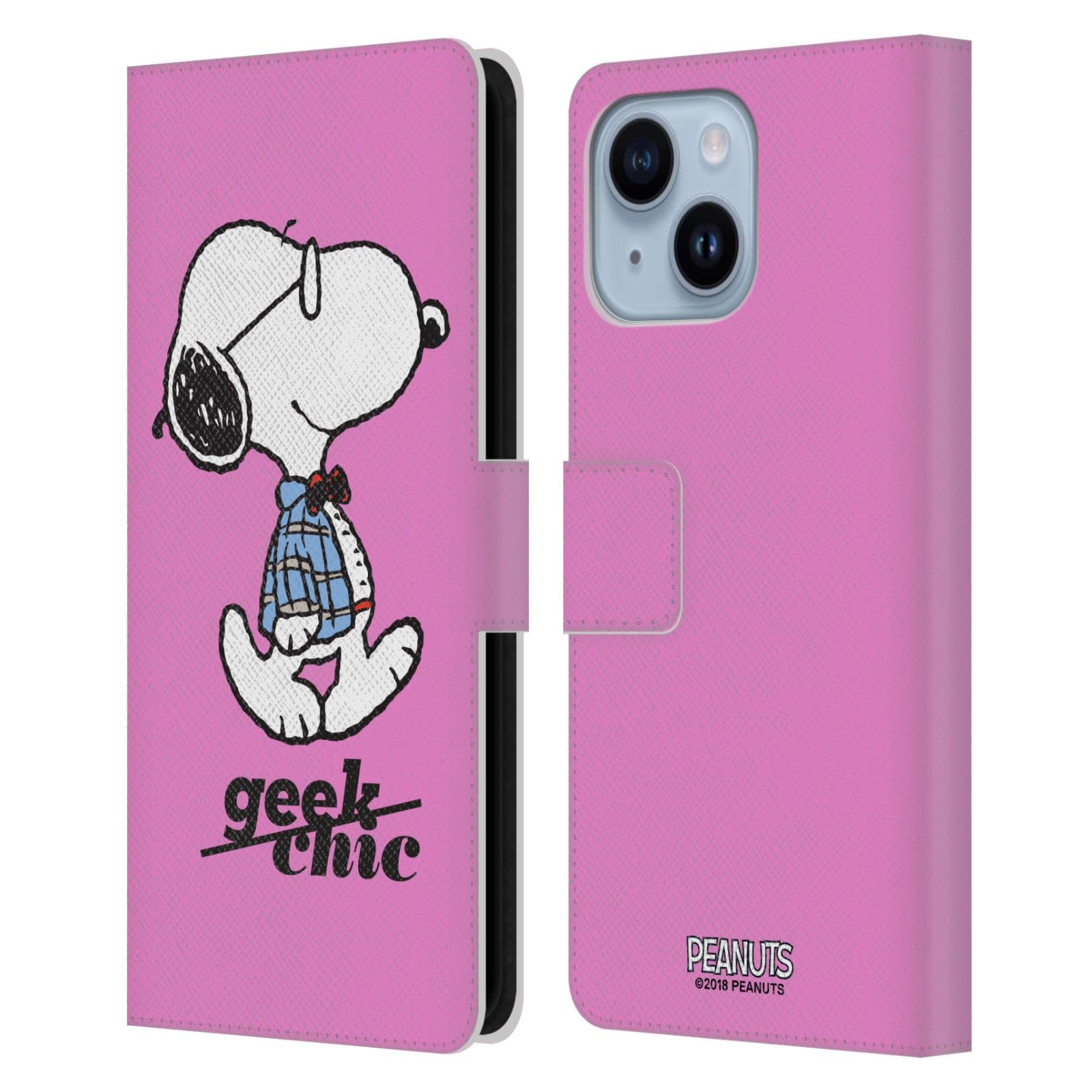 Étui Peanuts Snoopy iPhone 14 Plus protection cuir avec fentes