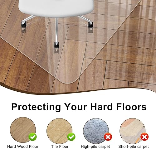 Miniatura 4 de Tapete para silla para suelos duros, 36 x 48 pulgadas, transparente, antideslizante, con 4 almohadillas de agarre (36 x 48 pulgadas)