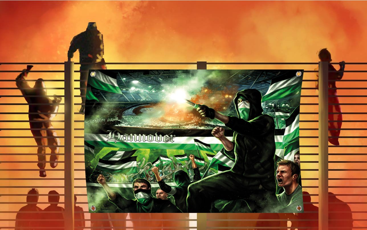 Ultras Hannover Collage 2 Bild auf PVC Plane/PVC Banner inkl Ösen, Maße: 60x40 cm