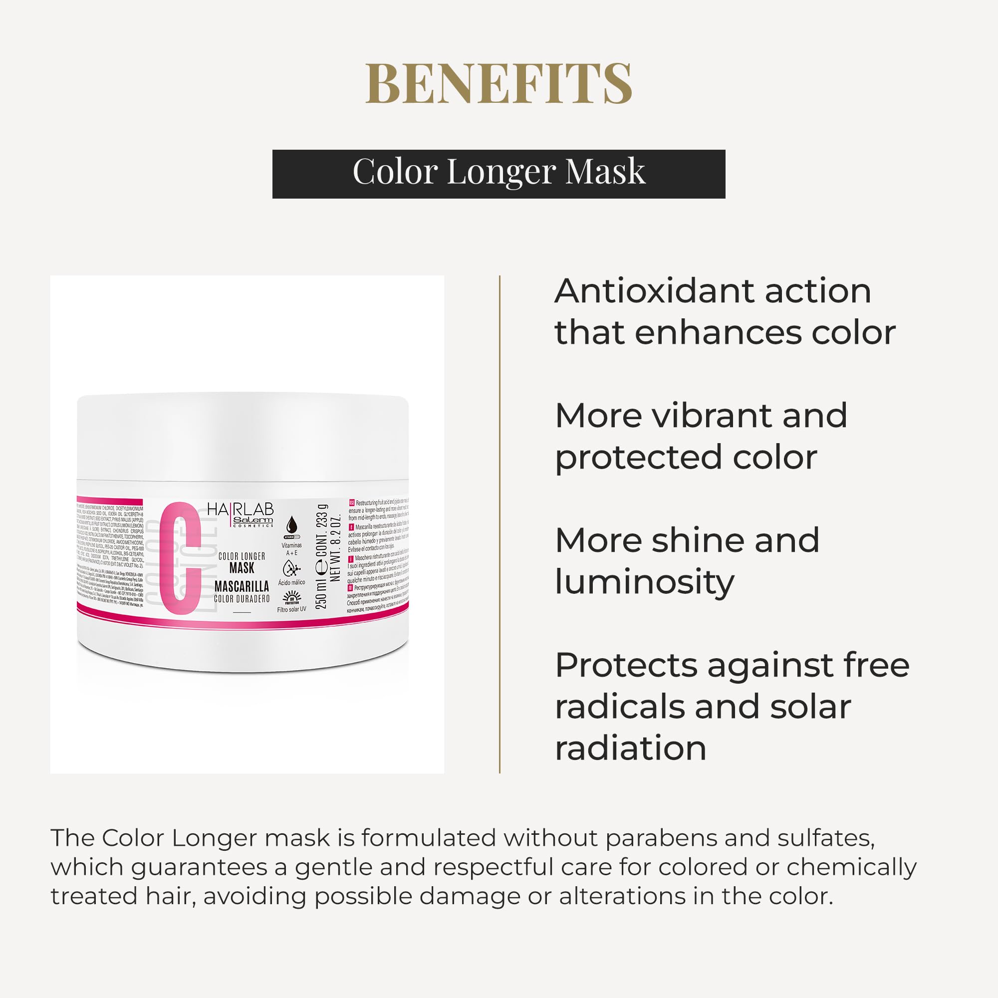 Salerm Long Lasting Colour Mask 250ml, 250 ml (Pack of 1) - Image 3