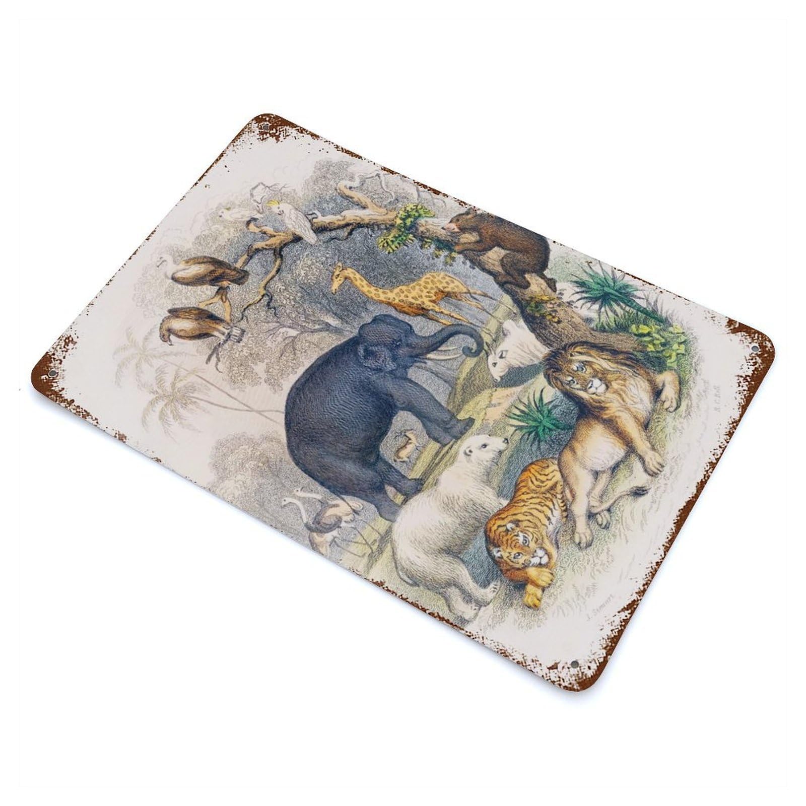 Animal Rustic Tin Plaque 11.8"x7.9", for Shed, Workshop And Garage Wall Decor, Farmhouse Wall Decor