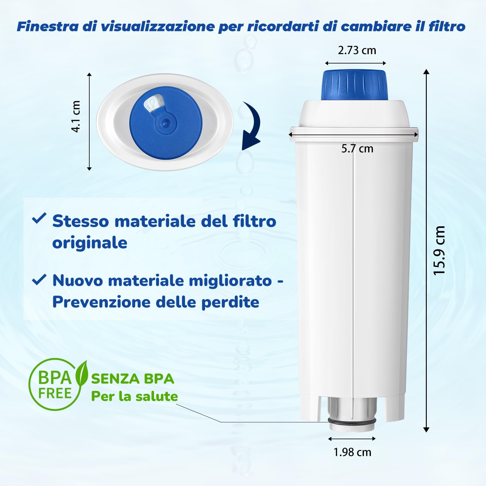 Mutital Filtro da caffè di ricambio per DeLonghi DLSC002, SER3017 e 5513292811 - Incluse Le Versioni di ECAM, Esam, Serie ETAM Cura e Protezione per le Macchine da Caffè (4 pezzi)