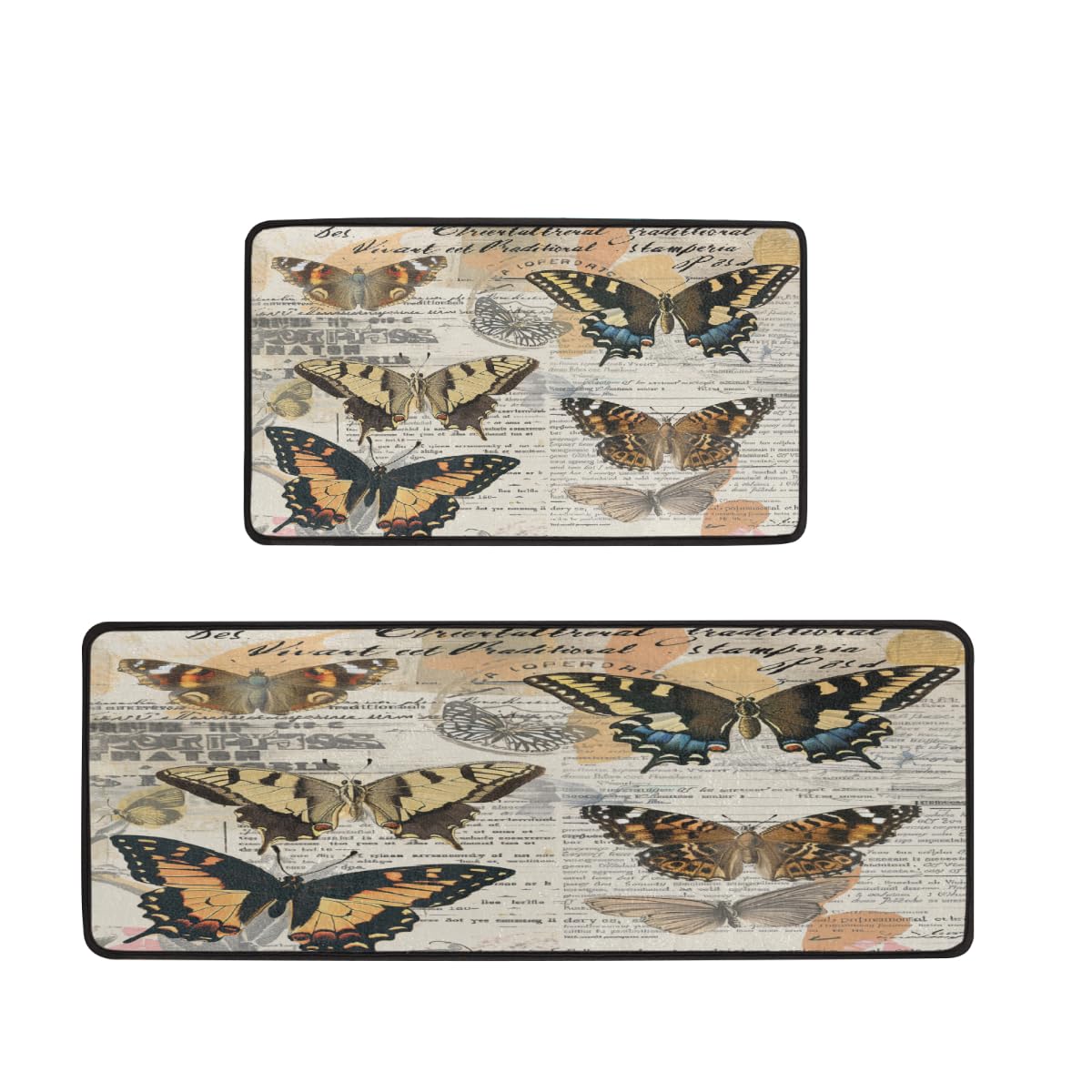 Tapis de cuisine antidérapants décoratifs motif floral pour évier et linge