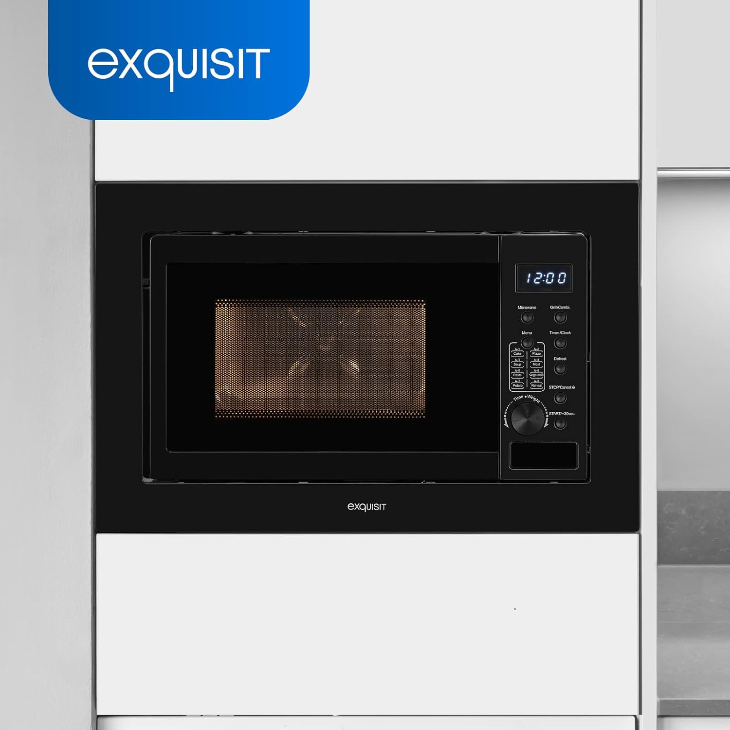 Exquisit Microonde da incasso EMW20-DG-020, nero, 800 W, griglia 1000 W, timer Exquisit Microonde da incasso EMW20-DG-020, nero, 800 W, griglia 1000 W, timer