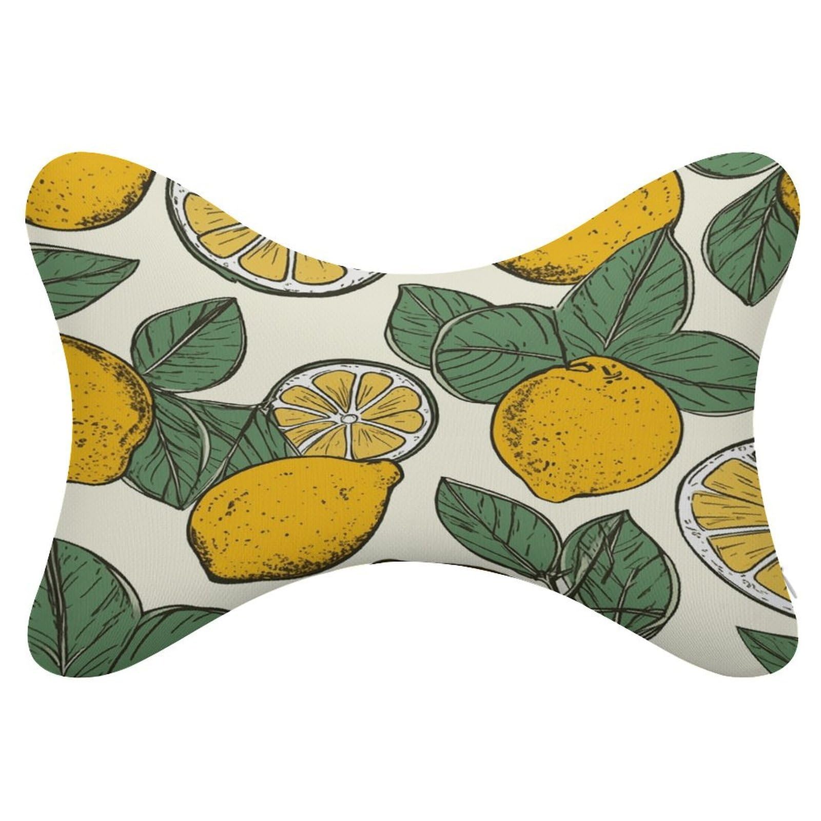 VstaDank - Set of 2 Lemon Fruit Pattern Car Neck Pillows Removable Ergonomic Cervical Support Soft Car Headrest Pillows for Office Airplane