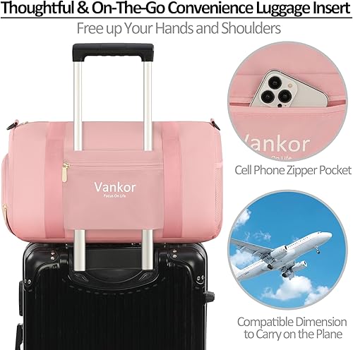 Miniatura 6 de Bolsa de gimnasio para mujer con compartimento para zapatos, impermeable, bolsa de lona deportiva para viajes, fin de semana, para llevar en la