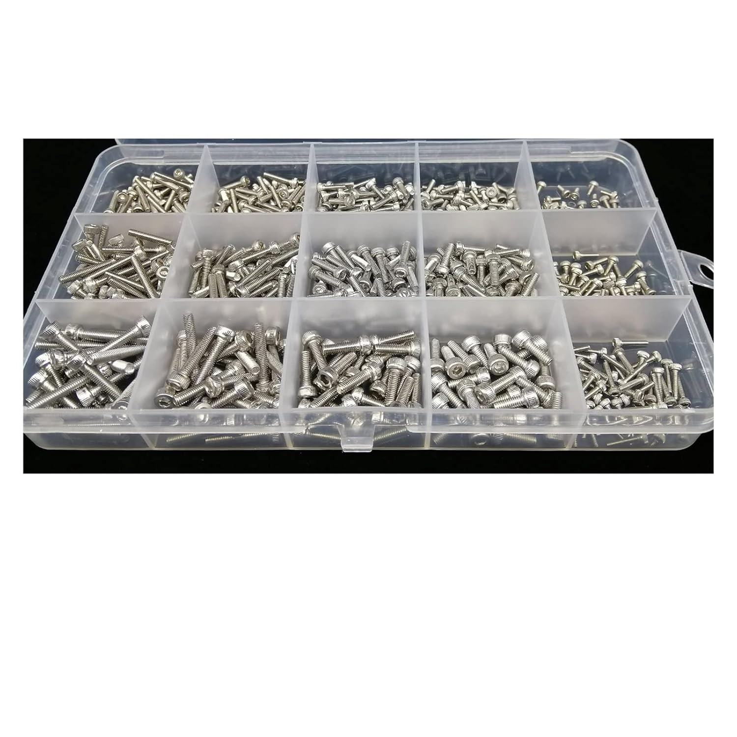 Wshao Store Total 400/650/1140/2100X M1.6 M2 M2.5 M3 M4 M5 304 Stainless Steel Hexagon Hex Socket Cap Head Screw Bolt Nut Set Assortment Kit (Color : Set B 650pcs)