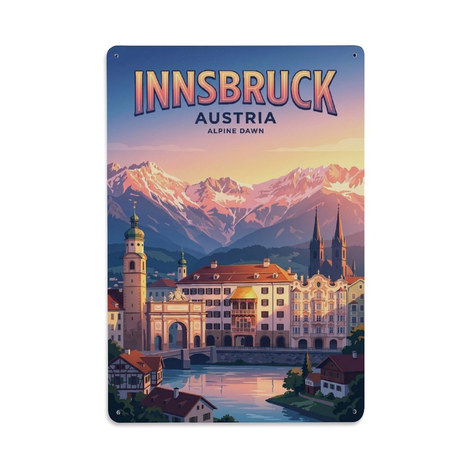 Olhnbad Style Innsbruck Austria Tyrol Vintage Alpine Travel Metal Tin Sign