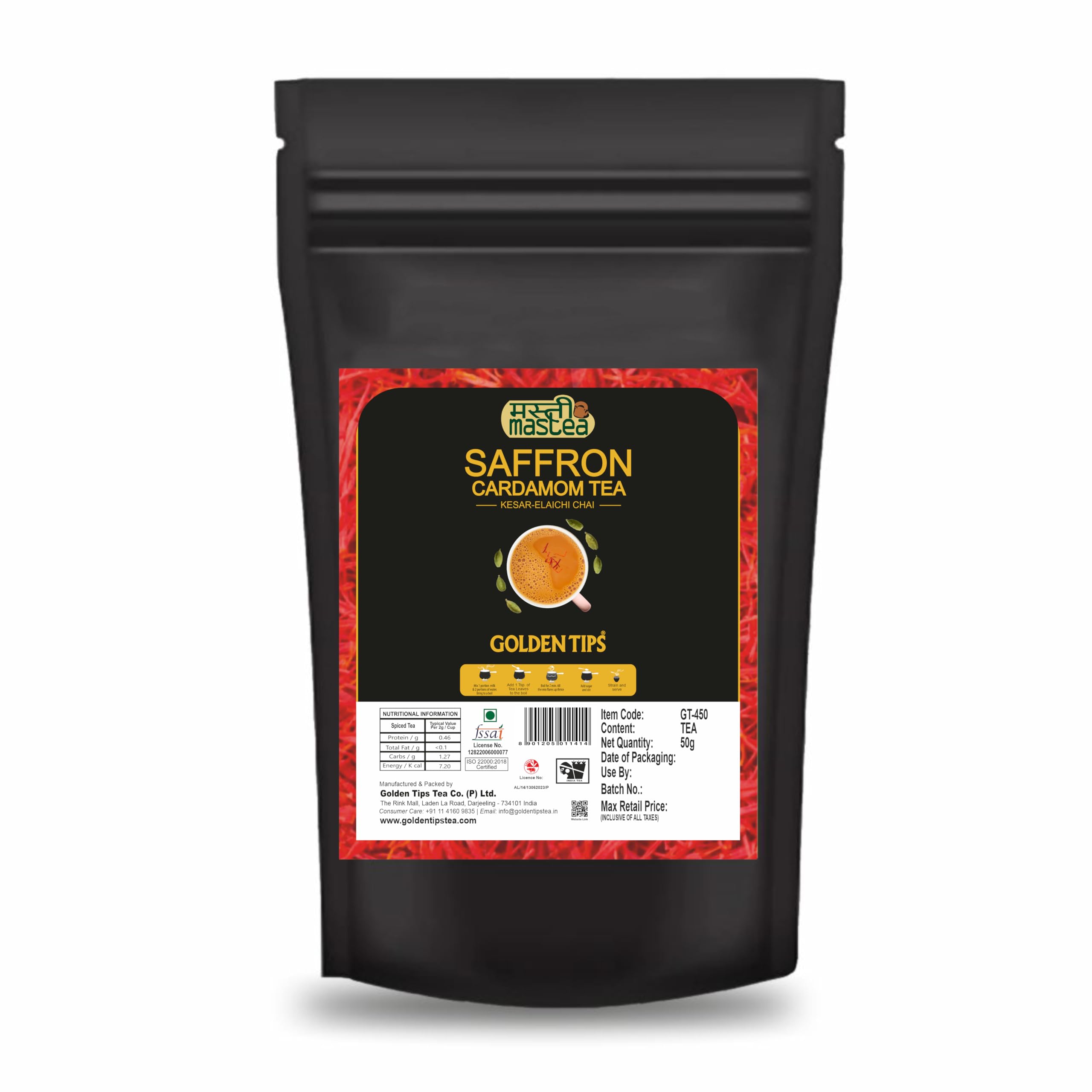 Golden Tips Saffron Cardamom CTC Exotic Chai (50gram-25 Cups) (B0D6KMQMMD) Amazon Price History, Amazon Price Tracker
