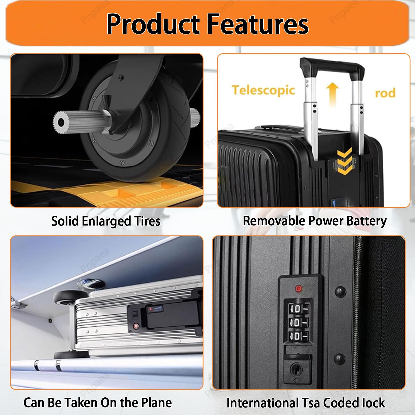 Valigia Portatile Smart Riding Travel Boarding Case Grande capacità Adatto per Viaggi d'Affari Black-Stripes