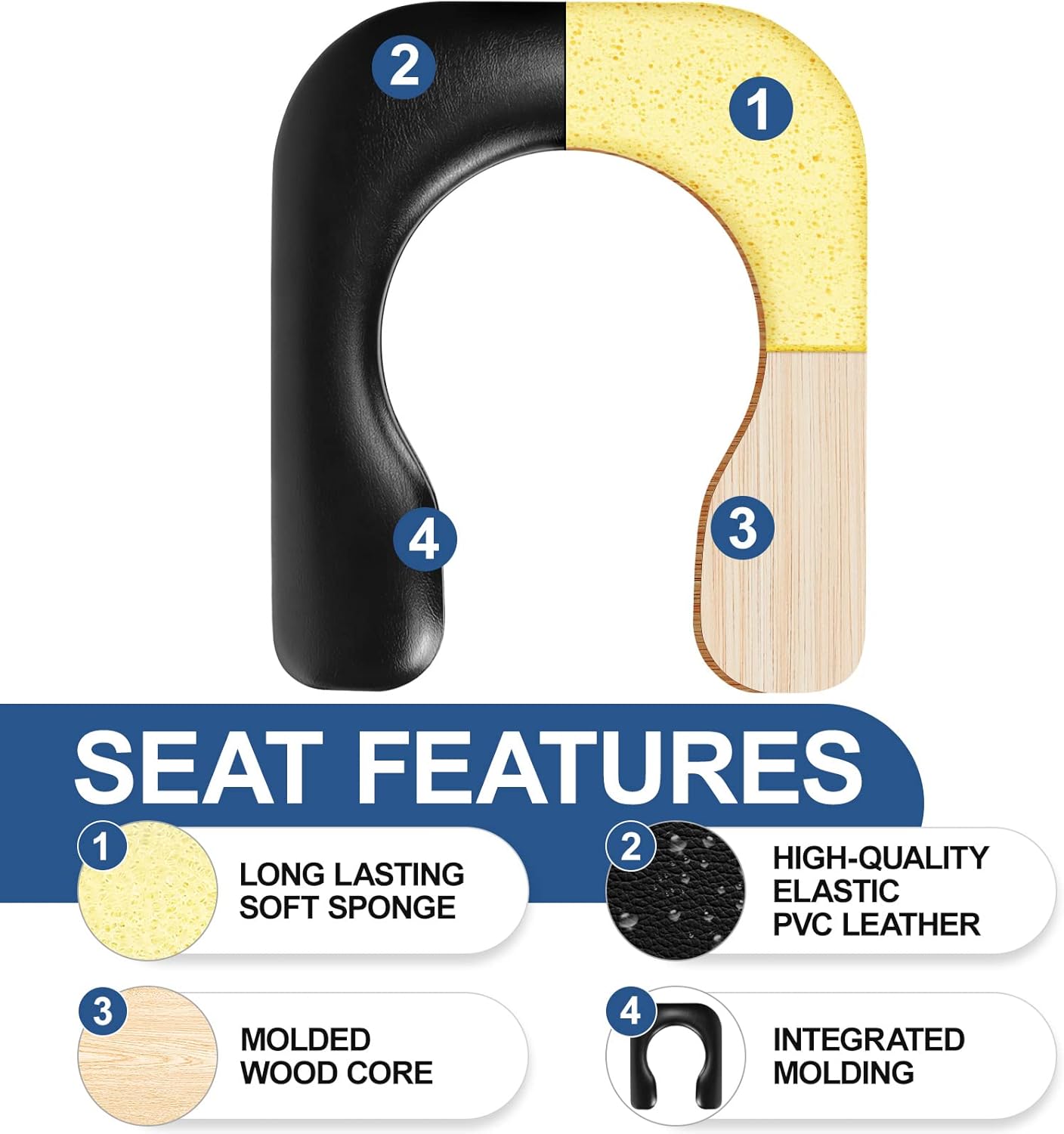 BLIKA Portable Toilet with Removable Plastic Ring and U Shaped 350 LBS Portable Toilet