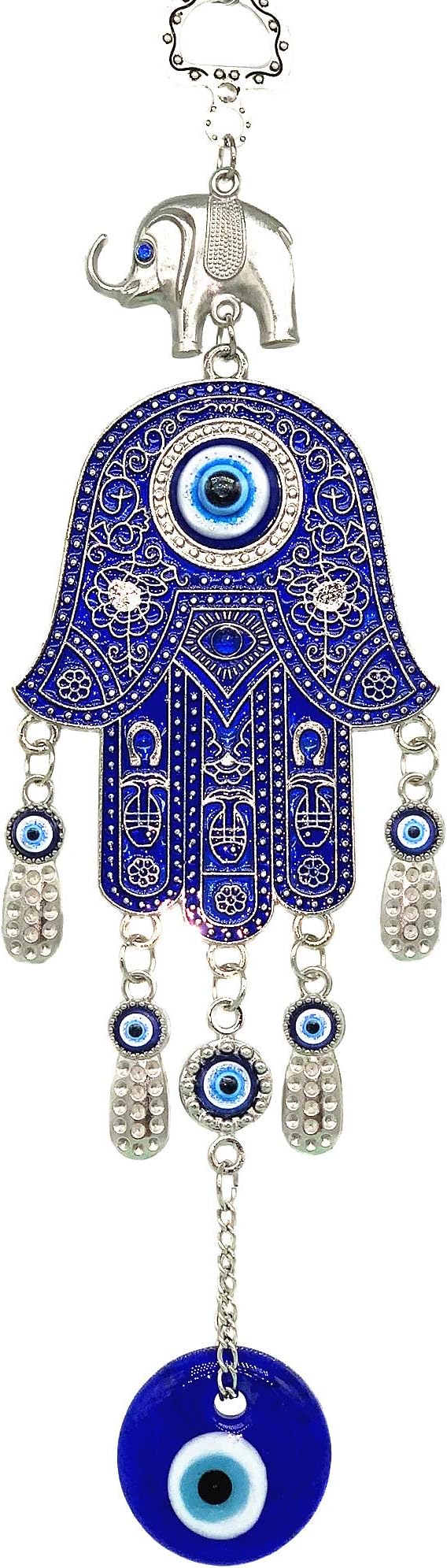 Betterdecor Blue Evil Eye with Hamsa Hand Protection Hanging Decoration (with Pouch) -028