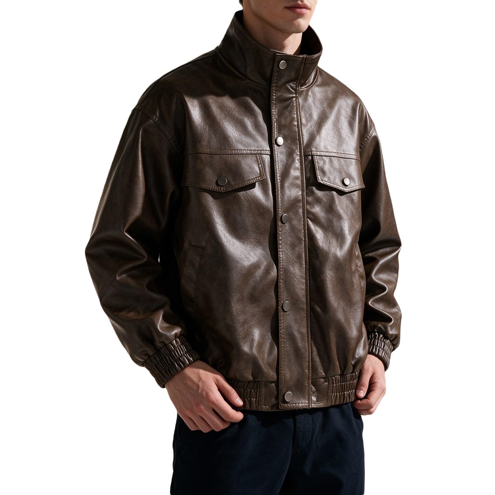 Generisch Regenjacke Faltbar Damen Zeitlose Herren-Freizeitjacke mit Stehkragen für den Alltag – moderne Slim-Fit-Oberbekleidung Trendsetter