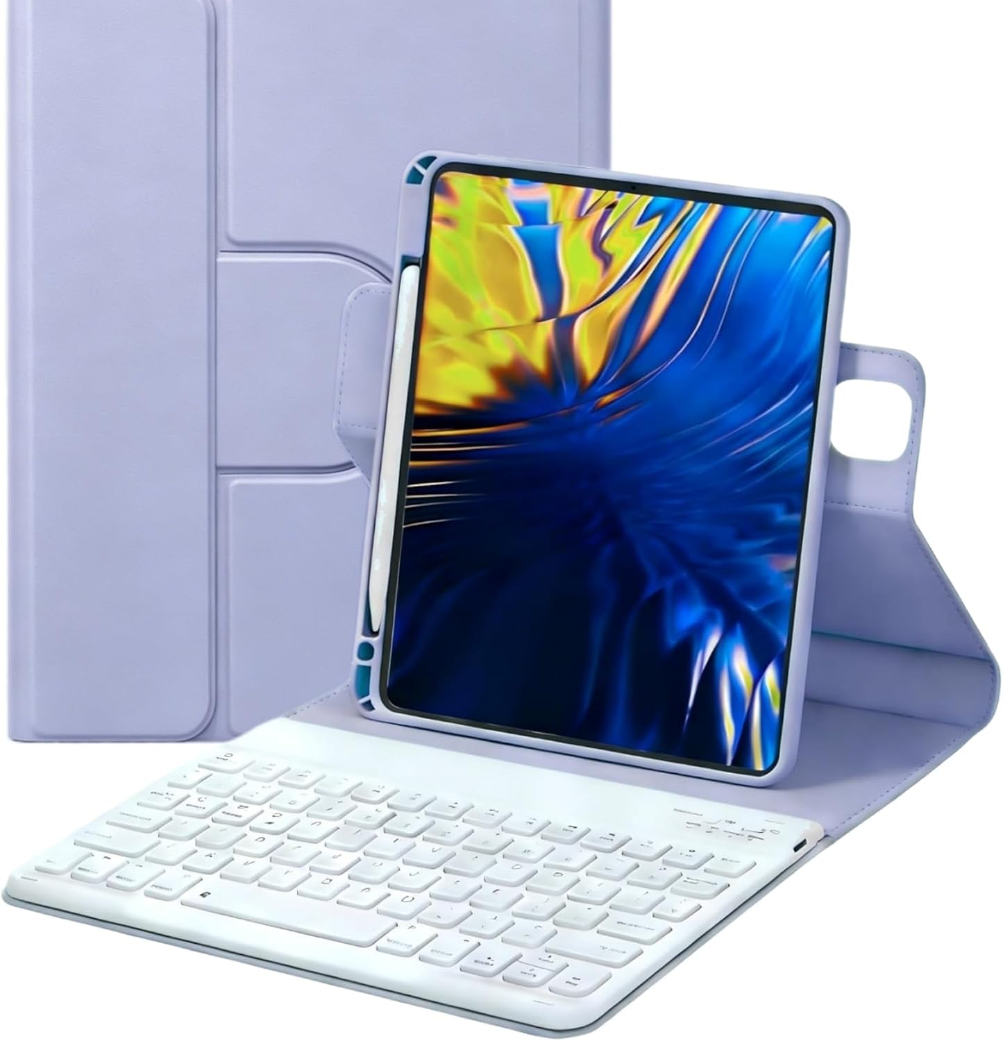 Keyboard Case for iPad Air 11 inch (M4 /M3 /M2)/ iPad Air 5th 4th Generation，Vertical Detachable Magnetic Keyboard Clear Cover with Pencil Holder, 360 Rotate-Teal