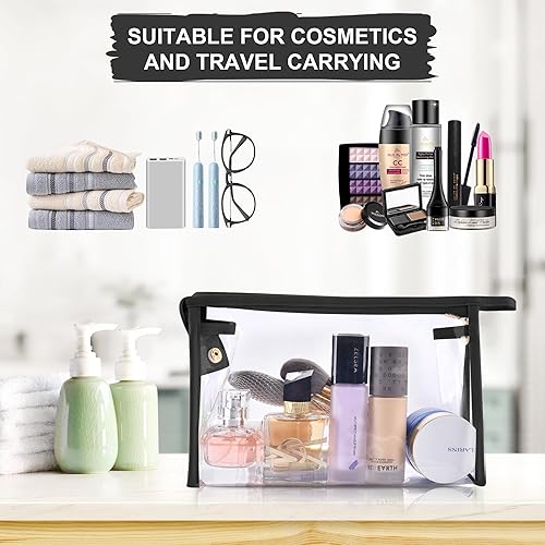 Miniatura 5 de burfocus Neceser de viaje, bolsa de maquillaje cosmético, organizador de viaje transparente impermeable para accesorios, artículos de tocador,