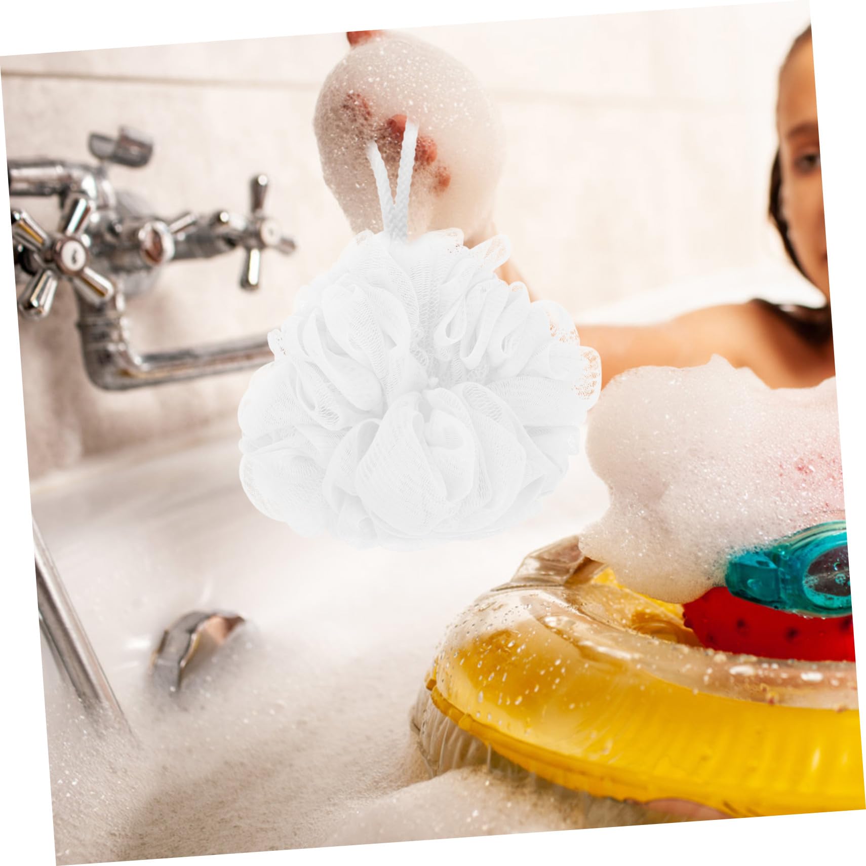 Esponja de Baño Portátil Color Claro 6 Piezas Pe y Cuerda de Algodón