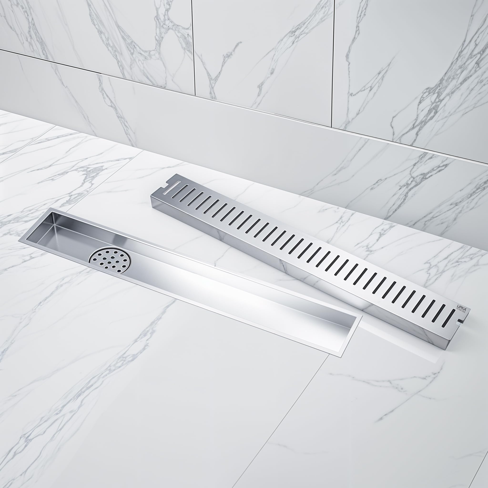 LIPKA 304 Grade Stainless Steel Shower Drain Channel-Vertical 18 x 5 inches with Collar (Side Hole) (B081Q8DF2B) Amazon Price History, Amazon Price Tracker