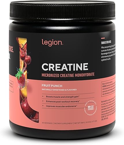 LEGION Suplemento de monohidrato de creatina micronizada, polvo de creatina limpia para ganancia muscular y recuperación después del entrenamiento,
