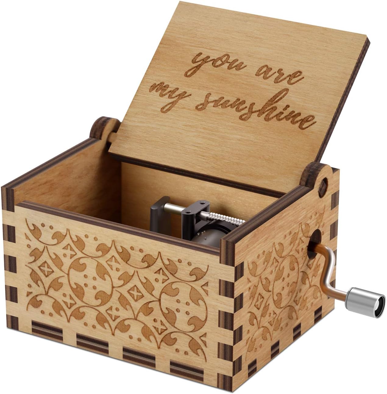 You are My Sunshine Wood Music Boxes,Laser Engraved Vintage Wooden Sunshine Musical Box Gifts for Birthday/Christmas/Valentine's Day (You are my sunshine)