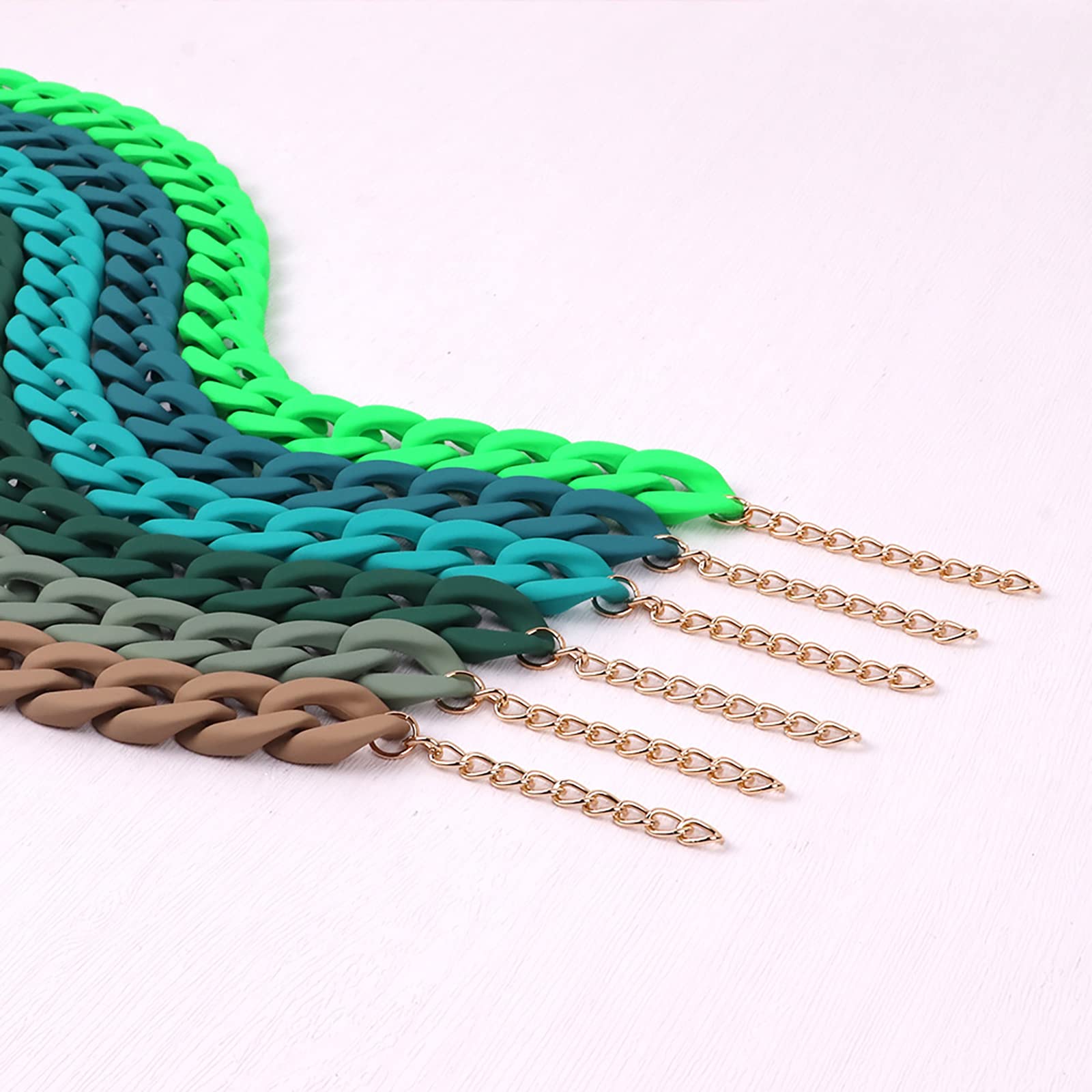 Colorate Collane Colorfy Resin Link Catena Candy Acrilic Choker con gradata ficcanaso da Cartone Leggero Punk per Donne di Gioielli Blu
