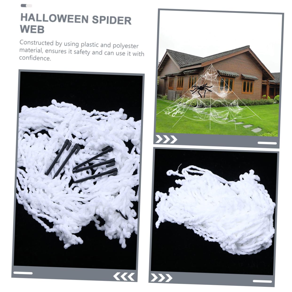 Mipcase 2 Set Ragnatela Triangolare Porta Ragnatela Halloween Decorazione Halloween casa Halloween Party Oggetto di Scena di Halloween Decorazioni per Feste di Halloween Poliestere Bianca