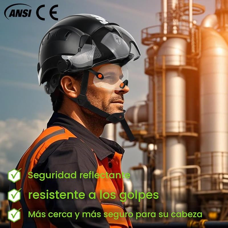 Cască de protecție industrială GREEN DEVIL cu certificare EN397 și EN166, vizieră dublă (transparentă și colorată), pentru construcții, ateliere și industrie