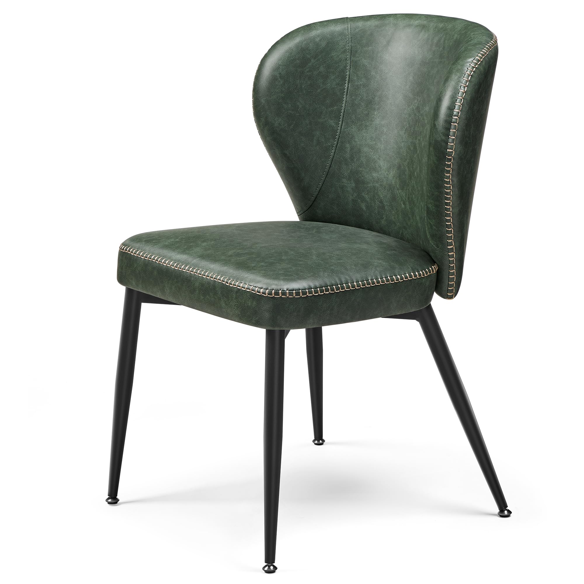 VASAGLE EKHO Collection - Dining Chair, Upholstered Kitchen Chair, Comfortable Seat, Synthetic Leather with Stitching, Easy Assembly, Living Room Lounge Reception Restaurant, Forest Green