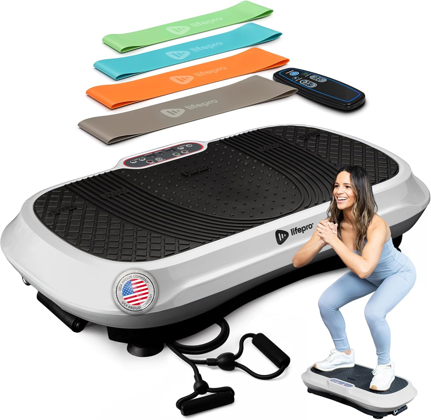 Lifepro Waver Vibration Plate Exercise Machine for Lymphatic Drainage, Muscle Activation, Full-Body Workout Vibrating Platform with Loop Bands, Fitness Equipment for Strength Toning & Fat Loss