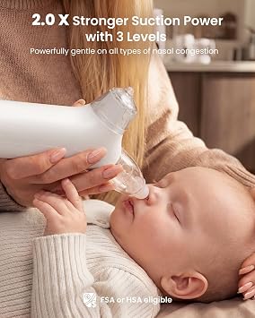 GROWNSY SniffEase Spa 3-in-1 Nasal Aspirator for Baby Spray, Suction & Mist, Hospital-Grade Powerful Electric Nose Suction with Soothing Light & Music, Larger Chamber (Grey)