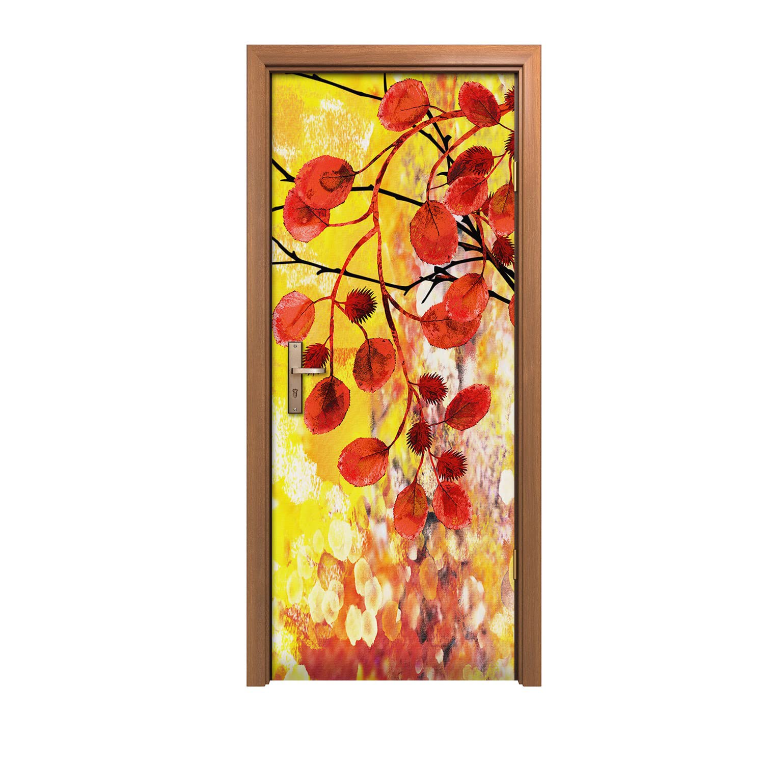 Autocollant de porte 90x200cm haut de gamme Coloray design d'intérieur feuilles