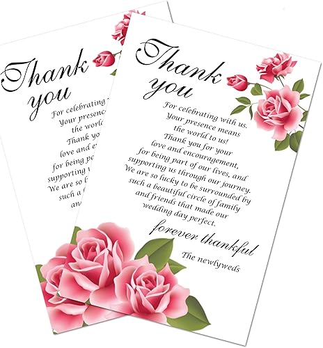 RokAPary Tarjetas florales de agradecimiento de boda, tarjetas de ajuste de lugar, para despedida de soltera, reunión, recepción, celebración,