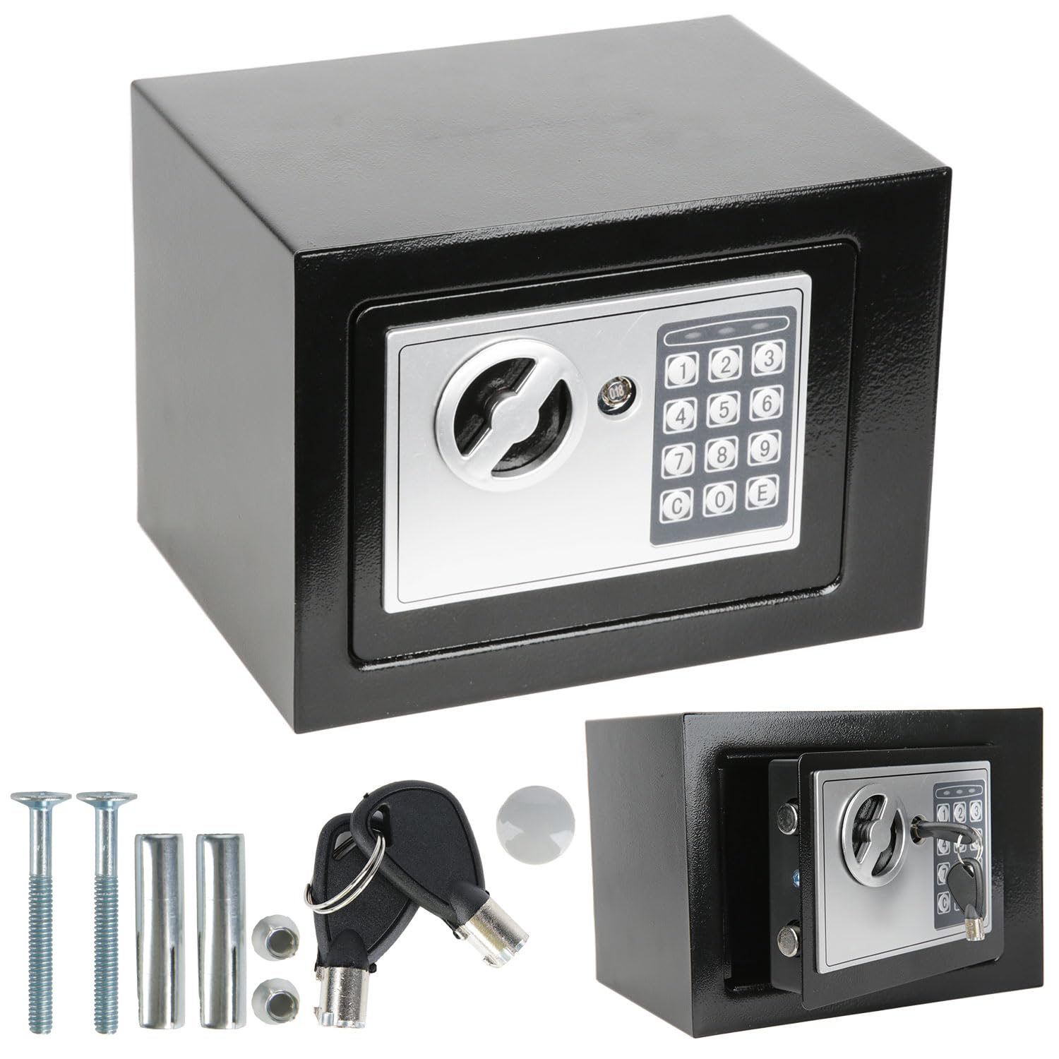 Coffre-fort de 4,6 l pour la maison, coffre-fort électronique antivol avec 2 clés, coffre-fort étanche, boîte de sécurité numérique pour objets de valeur, argent liquide et documents importants