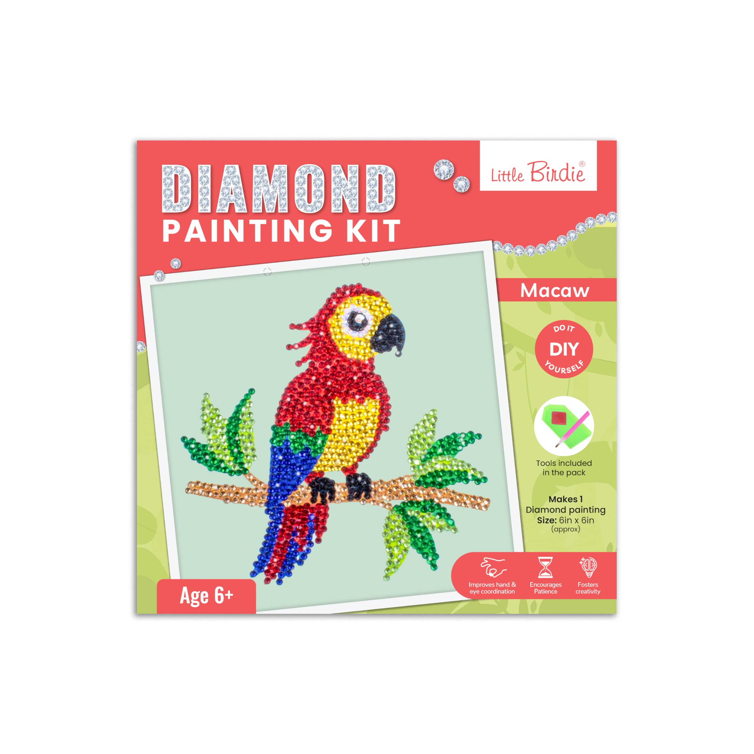 Little Birdie DIY Diamond Painting Kit Macaw | for Art & Craft, Creative, Fun & Activity Kit | Gift for Kids, Adult-image-15