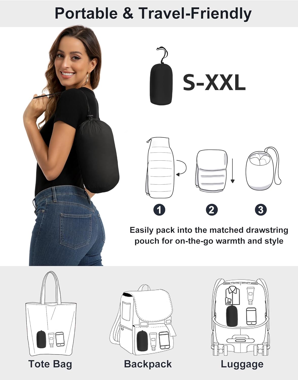 ROYAL MATRIX Packable Puffer Jacket for Women Lightweight Hooded Quilted Long Travel Puffer Coat - Image 5