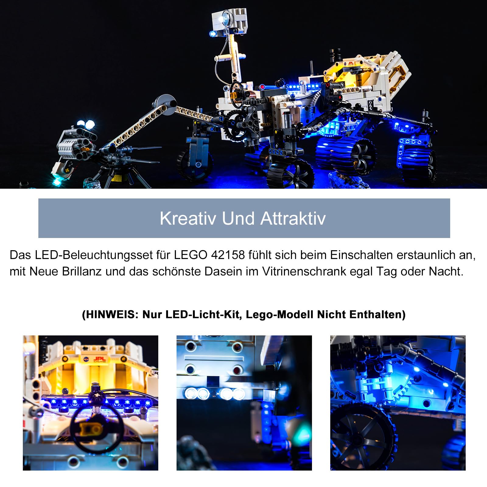 Zestaw oświetlenia LED do Lego 42158 NASA Mars Rover Perseverance (nie model Lego), Zestaw oświetlenia dekoracyjnego do Lego NASA Mars Rover Perseverance Kreatywna zabawka - wersja standardowa