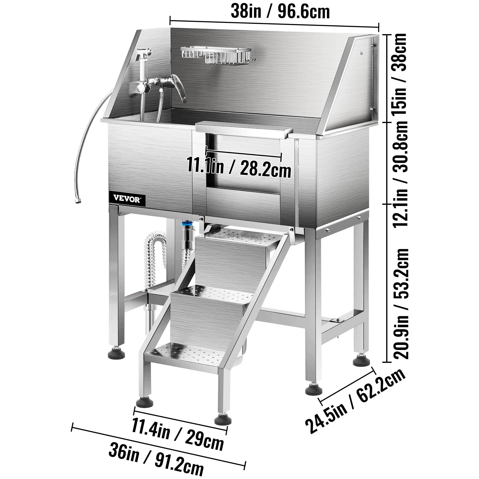 Buy VEVOR Dog Grooming Tub, 38" L Pet Wash Station, Professional